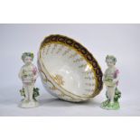 English porcelain bowl and two putti