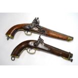 An Indian flintlock pistol and a percussion pistol