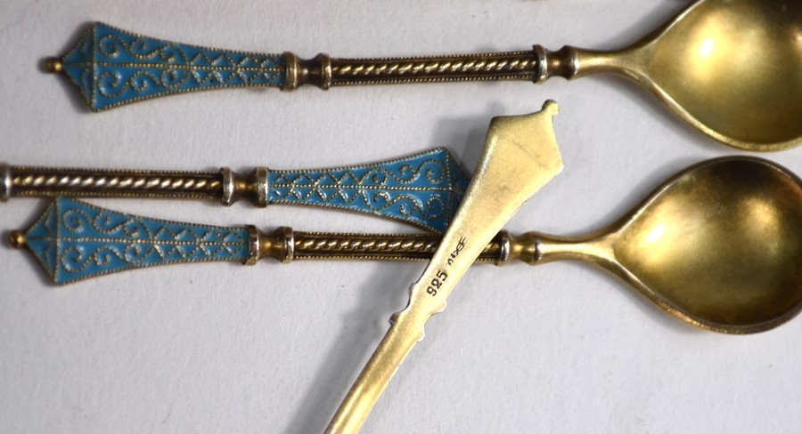 A set of four Norwegian silver gilt salt spoons - Image 3 of 4