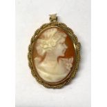 An oval shell cameo brooch