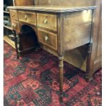 A19th century inlaid mahogany five drawer small side table