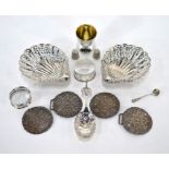A collection of silver items including a pair of bonbon dishes