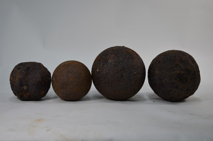 Four cast iron cannon balls - Image 2 of 2