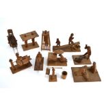 An interesting collection of Chinese carved wood small groups