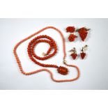 A Victorian coral necklace and other coral items