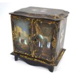 A Victorian papier mache jewellery chest