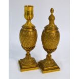 A pair of 19th century French Louis XVI style garniture vases/candlesticks
