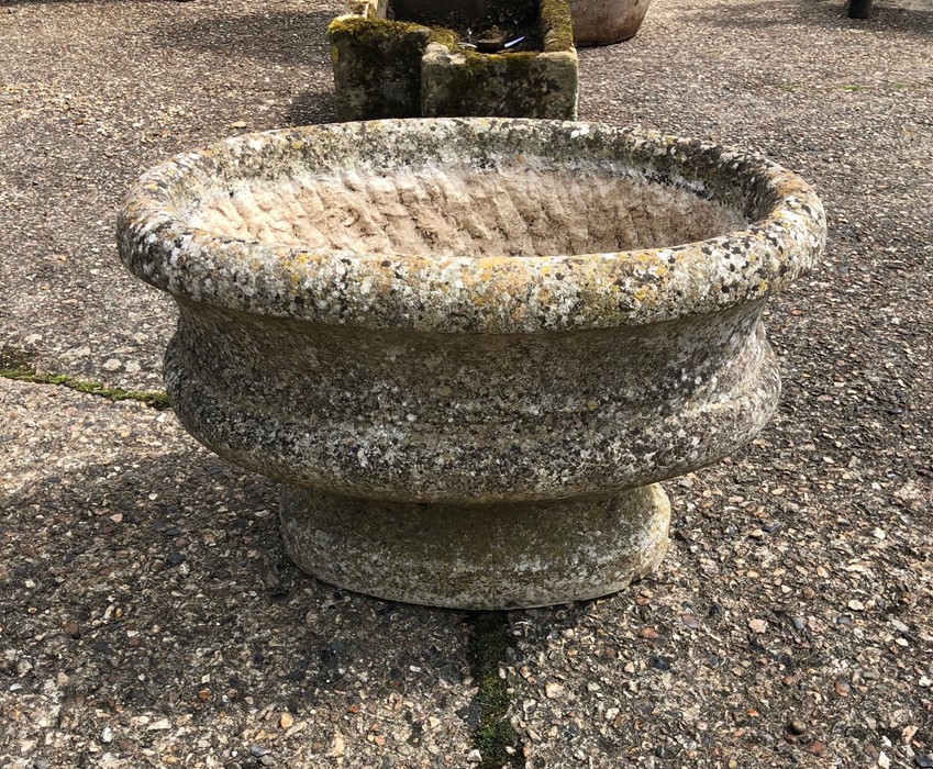 A weathered antique cut stone urn planter - Image 2 of 2