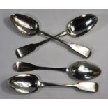Four Georgian and Victorian fiddle pattern tablespoons
