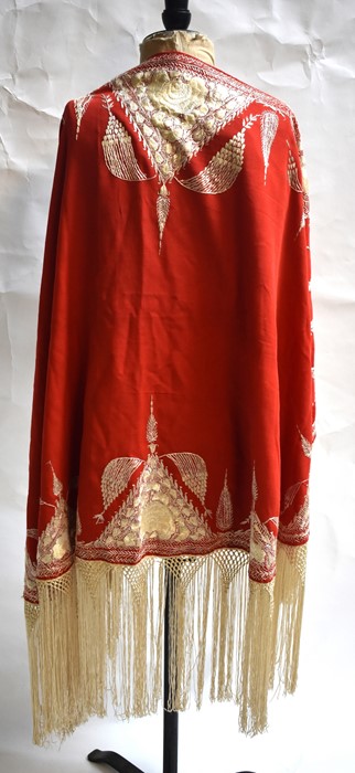 1900s red embroidered shawl