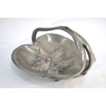 A German Art Nouveau pewter heart-shaped dish stamped 'Kayzerzinn 4827'