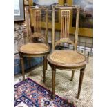 A pair of 19th century French giltwood framed cane seat salon side chairs