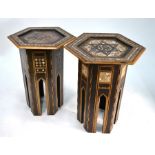 Two old Moorish mother of pearl inlaid octagonal tables