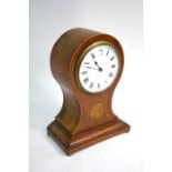 An Edwardian inlaid walnut cased 8-day mantel clock