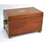 A Regency chequer edged mahogany gilt mounted sewing box