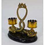 A Regency brass two-sconce candle holder