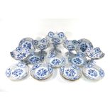 A matched Meissen blue and white onion pattern dessert service