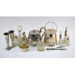 A pair of Victorian silver vase-flutes and other silver and plated wares