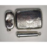 A Victorian silver cigarette case, sovereign case and Cheroot-holder case