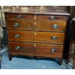 A Victorian satinwood edged mahogany chest