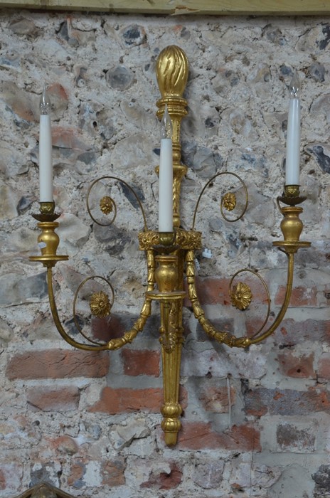 Set of five 19th century giltwood wall light sconces - Image 3 of 3