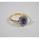 A sapphire and diamond cluster ring