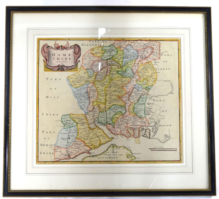 17th century Robert Morden map engraving of Hampshire