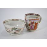 A Chinese export teabowl and coffee cup, 18th century