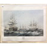 An unframed lithograph of Vessels of the French Imperial Navy