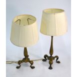 Two brass Pullman coach table lamps