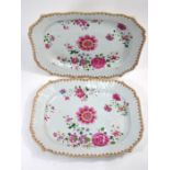 A pair of Chinese Export famille rose dishes or tureen stands, Qianlong