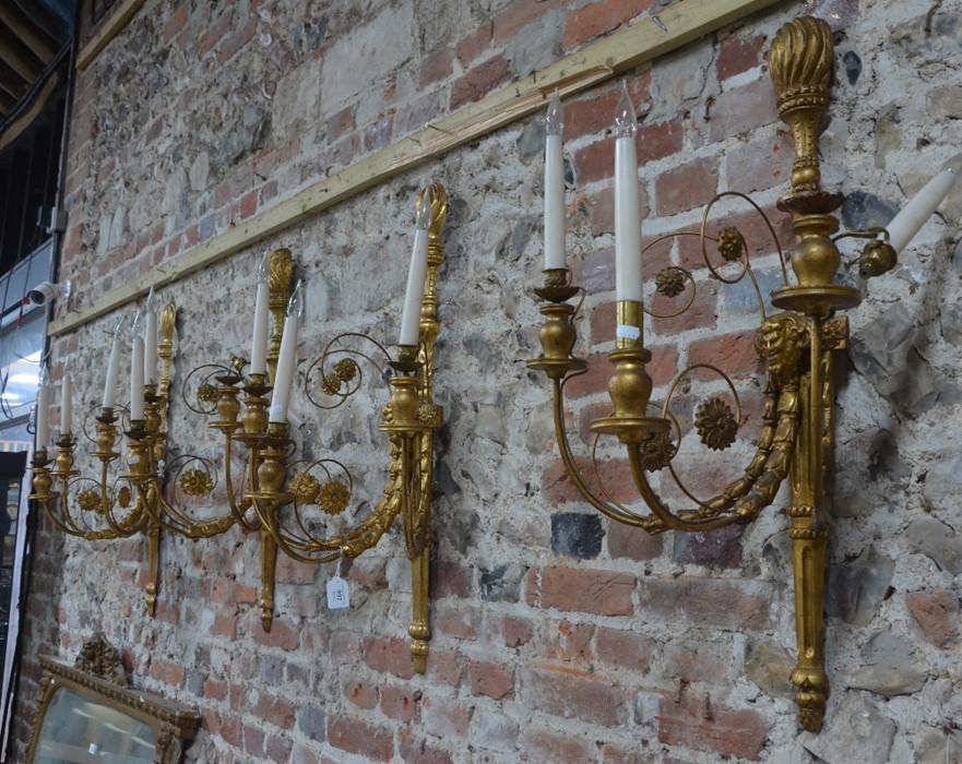 Set of five 19th century giltwood wall light sconces
