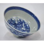 A Chinese export blue & white punch bowl