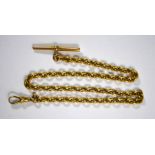 An 18ct yellow gold single Albert curb link watch chain