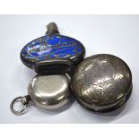 A French engraved silver rouge pot and cover and other items