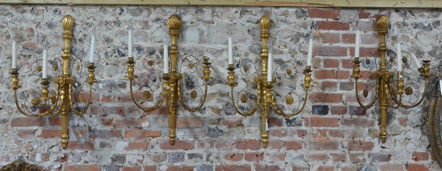 Set of five 19th century giltwood wall light sconces - Image 2 of 3
