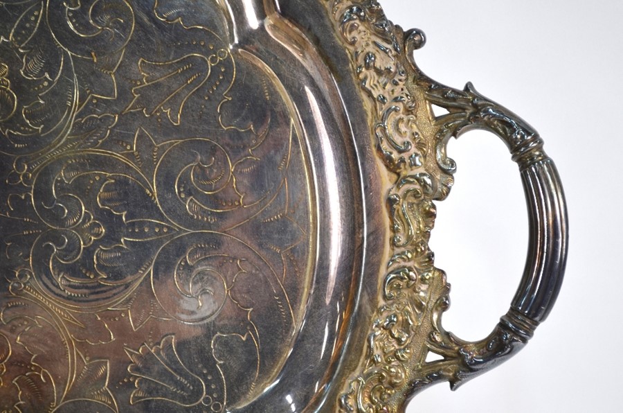 Two Victorian oval plated on copper trays - Image 3 of 3