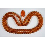 A single row of amber beads