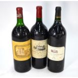 Three various magnums of Claret