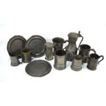 Assorted antique pewter