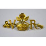 A Victorian yellow gold brooch with crown and rose motif