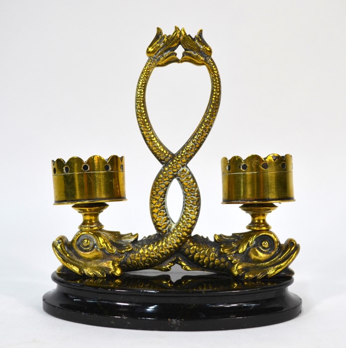 A Regency brass two-sconce candle holder - Image 2 of 3