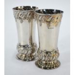 A pair Victorian silver vases, Harrison Bros.& Howson, Sheffield 1898
