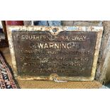 An original Southern Railway cast iron trespass warning sign