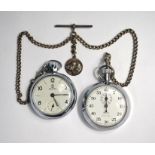A chrome Services railway pocket watch and Smiths stopwatch