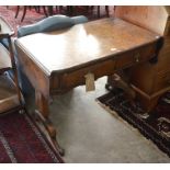 A 19th century walnut crossbanded sofa table with two frieze drawers (A/F)