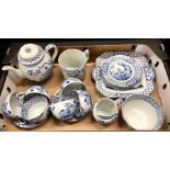 Adams 'Tokio' pattern blue transfer printed tea service