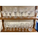 Regency Crystal Stourbridge wine goblets, two with zodiac images to/w other drinking glasses