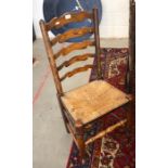 Set of four 19th century ladder-back rope seat side chairs (4)