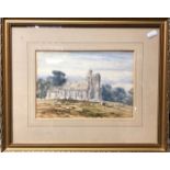 William Callow attrib - Church, watercolour, signed to/w pencil study of Glastonbury Cathedral (2)